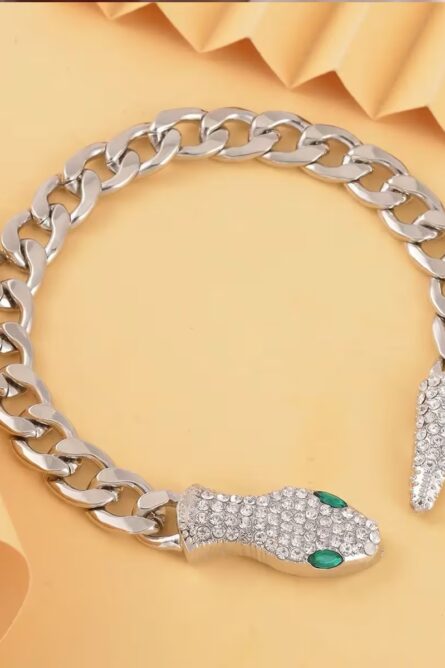 377- Serpent Sparkle Link Chain Bracelet - Image 6