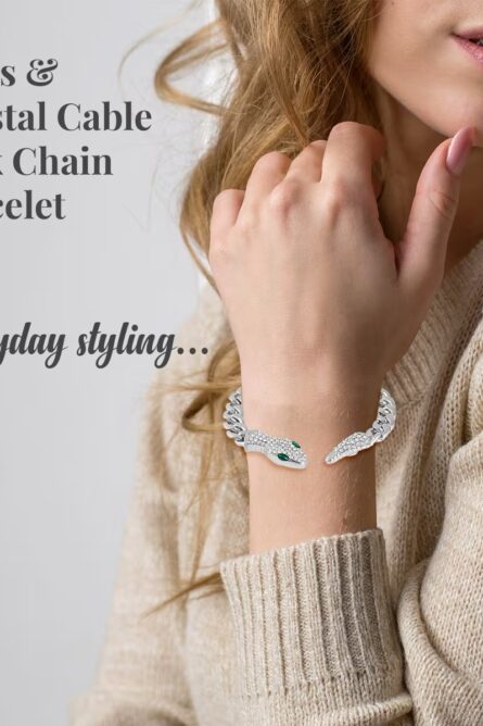 377- Serpent Sparkle Link Chain Bracelet - Image 5