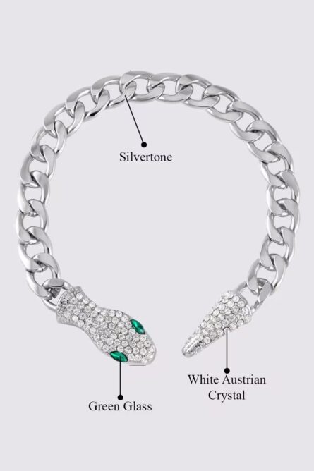 377- Serpent Sparkle Link Chain Bracelet - Image 3