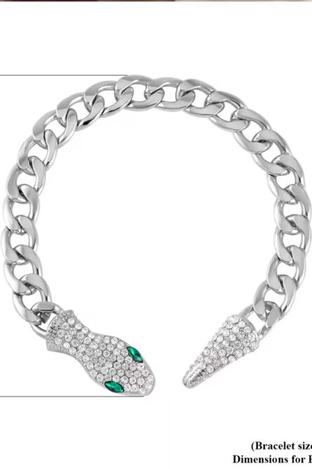 377- Serpent Sparkle Link Chain Bracelet - Image 2