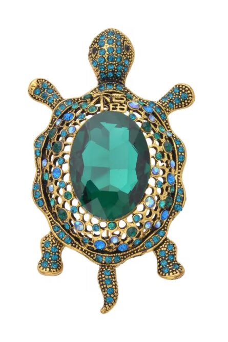 Emerald Ocean Turtle Brooch - Image 2