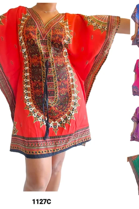 0085 - Emerald Mirage Kaftan Top / Short Dress - Image 2