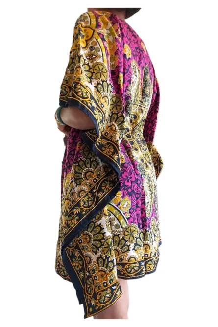 0086 - Royal Fuchsia Dashiki Kaftan – Short Dress & Tunic - Image 2