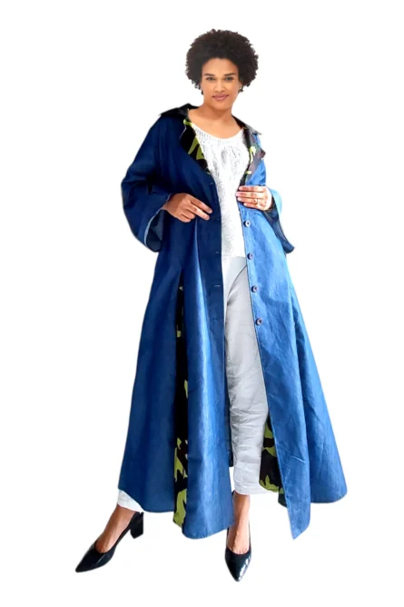 0021 - Urban Warrior Denim Kimono Dress – With Headwrap & Belt - Image 3