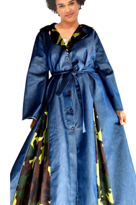 0021 - Urban Warrior Denim Kimono Dress – With Headwrap & Belt - Image 6