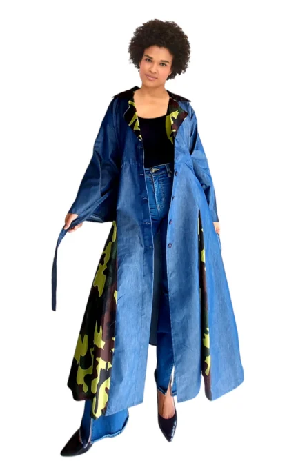 0021 - Urban Warrior Denim Kimono Dress – With Headwrap & Belt