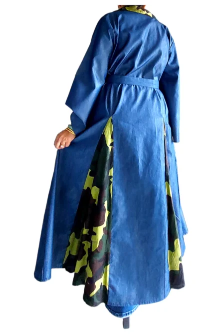 0021 - Urban Warrior Denim Kimono Dress – With Headwrap & Belt - Image 5