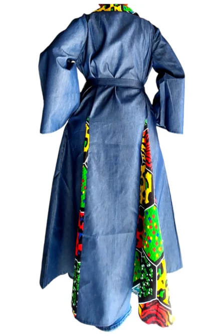 0021 - Urban Safari Patchwork Denim Kimono – With Headwrap & Belt - Image 2