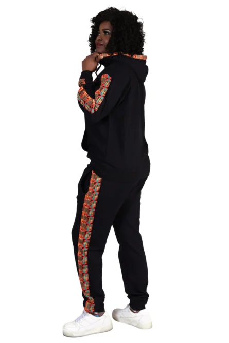 091 - Black Heritage Kente Unisex Hoodie Jogger Set - Image 4