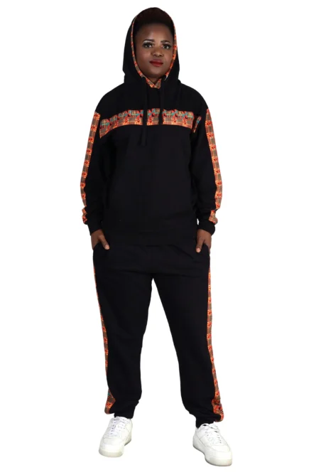 091 - Black Heritage Kente Unisex Hoodie Jogger Set