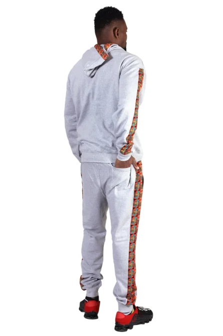 091 - Gray Kente Stripe Unisex Jogger Set - Image 5