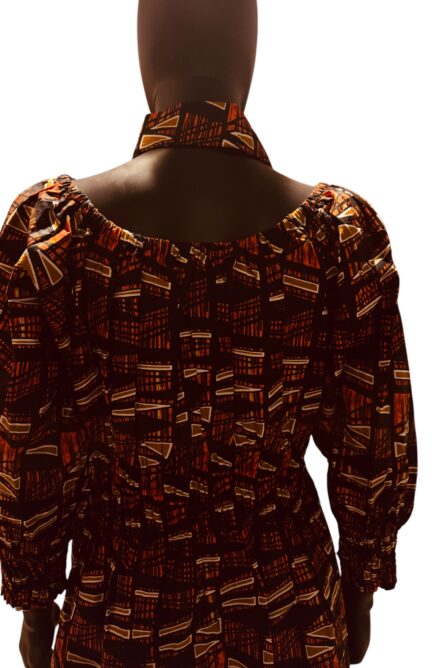 0024 - Bronze Heritage Ankara Dress - Image 2