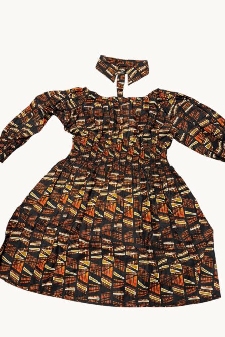0024 - Bronze Heritage Ankara Dress - Image 3