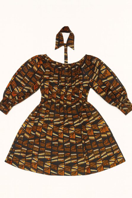 0024 - Bronze Heritage Ankara Dress - Image 4