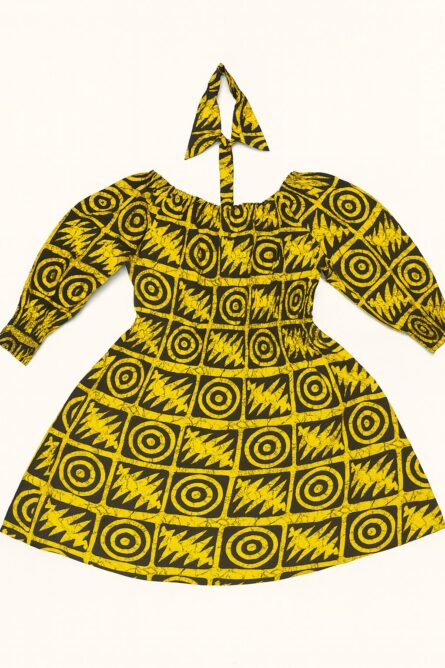 0024 - Midnight Sun Geo Ankara Dress - Image 2