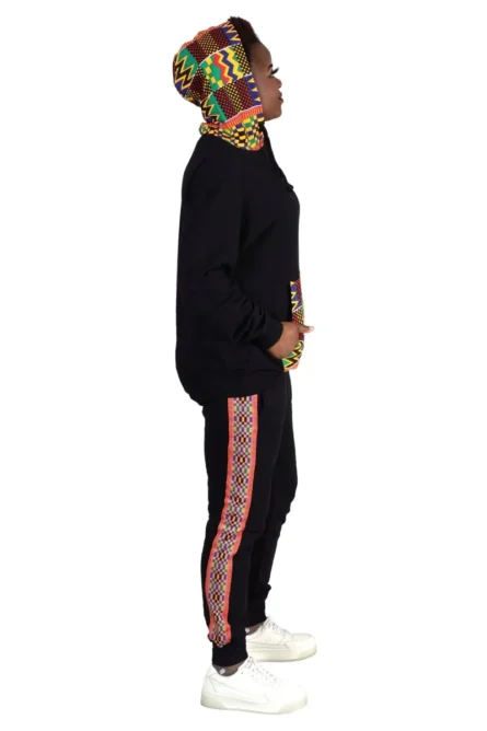 091 - Black Kente Power Unisex Sweatsuit - Image 3