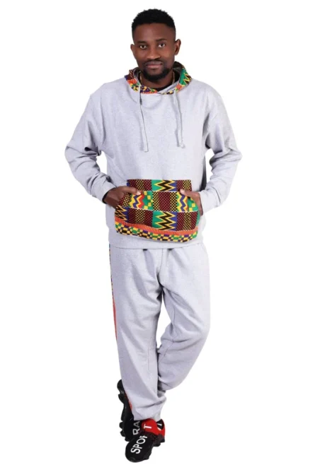 091 - Gray Kente Power Jogger Set