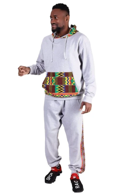 091 - Gray Kente Power Jogger Set - Image 2