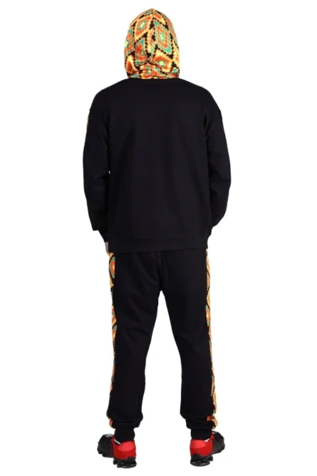 091 - Black Heritage Kente Unisex Hoodie Jogger Set - Image 5