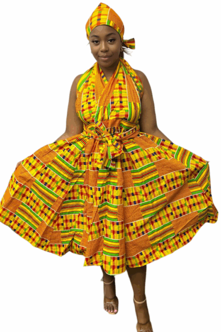 0027 - Sunfire Kente Ankara Infinity Dress - Image 4