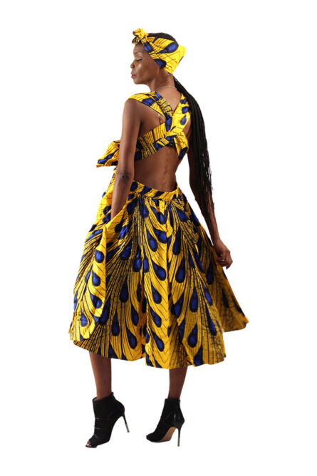 0027 - Golden Plume Infinity Dress with Extra-Long Sash - Image 7