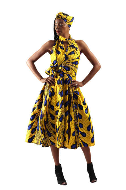 0027 - Golden Plume Infinity Dress with Extra-Long Sash - Image 6