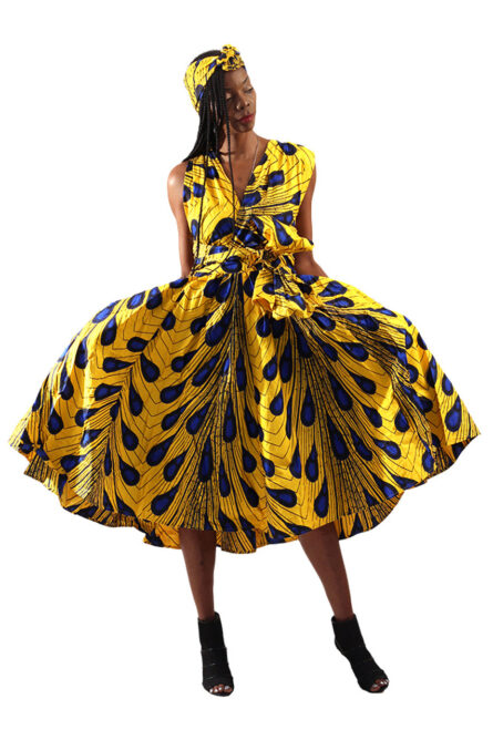 0027 - Golden Plume Infinity Dress with Extra-Long Sash - Image 5