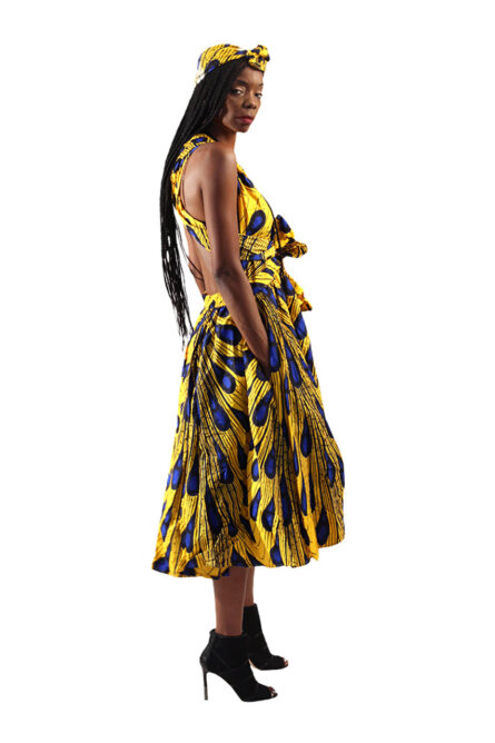 0027 - Golden Plume Infinity Dress with Extra-Long Sash - Image 4