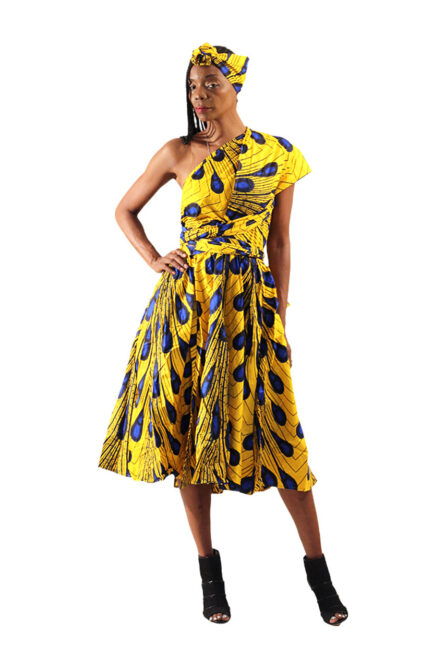 0027 - Golden Plume Infinity Dress with Extra-Long Sash - Image 8