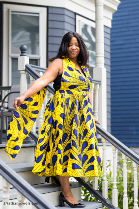 0027 - Golden Plume Infinity Dress with Extra-Long Sash - Image 3