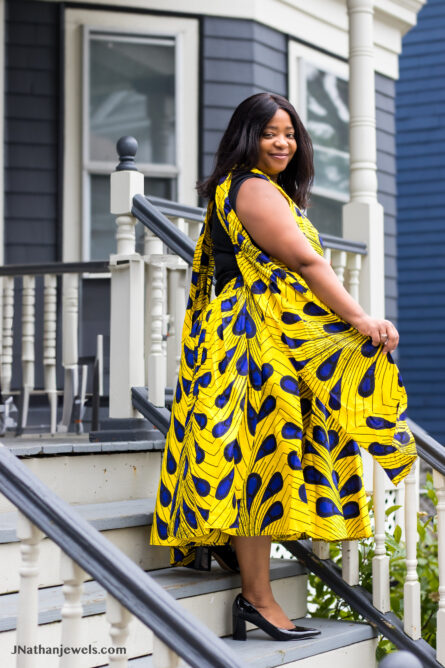 0027 - Golden Plume Infinity Dress with Extra-Long Sash - Image 2