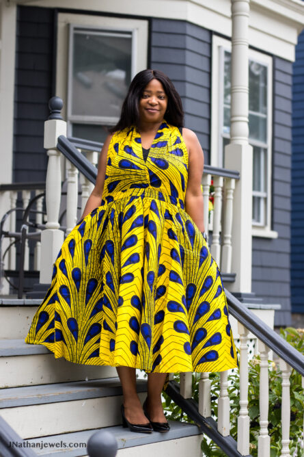 0027 - Golden Plume Infinity Dress with Extra-Long Sash