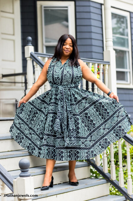 0027 - Midnight Heritage Ankara Infinity Dress - Image 4