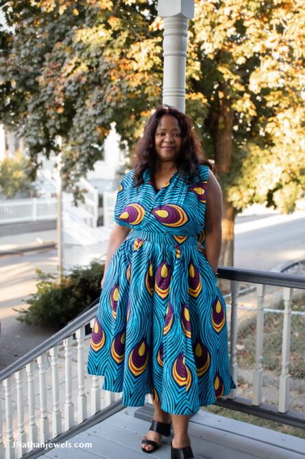 0027 - Blue Ember Peacock Ankara Infinity Dress - Image 3