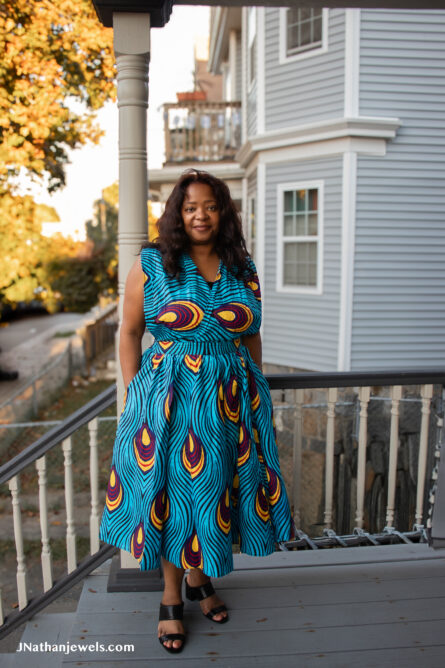 0027 - Blue Ember Peacock Ankara Infinity Dress - Image 2