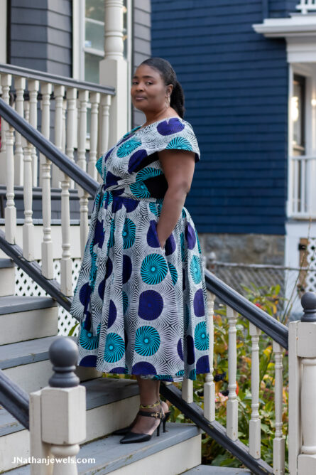 0027 - Indigo Halo Ankara Infinity Dress - Image 2