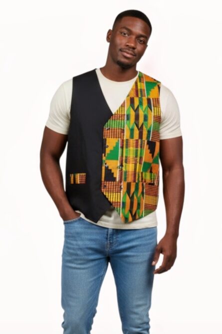 082 - Kente Heritage Ankara Vest - Image 2